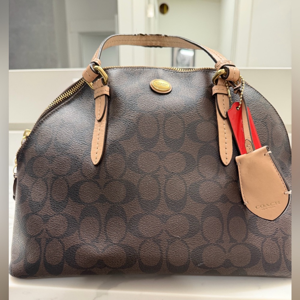 Coach Brown and Tan Signature Satchel